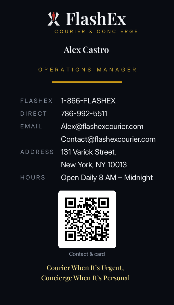 Alex Castro business card